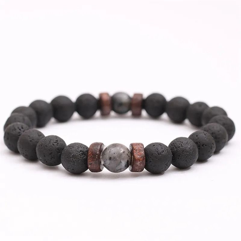 Natural Lava Rock Bead Bracelet for Men and Women