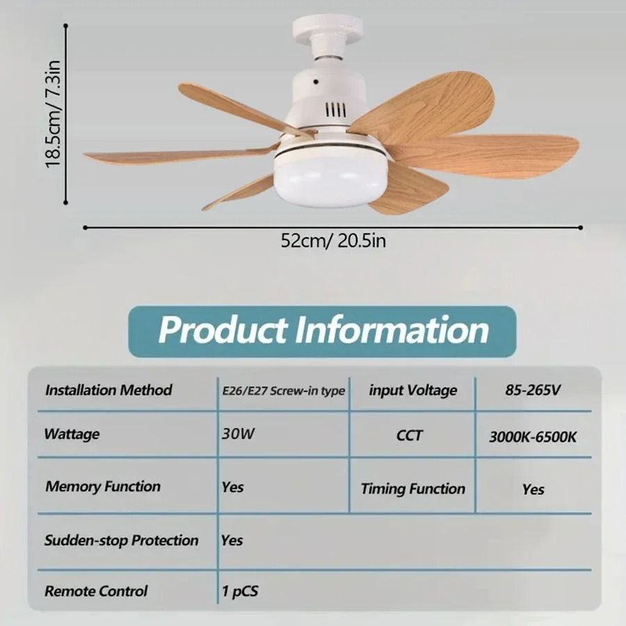 Timber-Aura Socket Ceiling Fan Light
