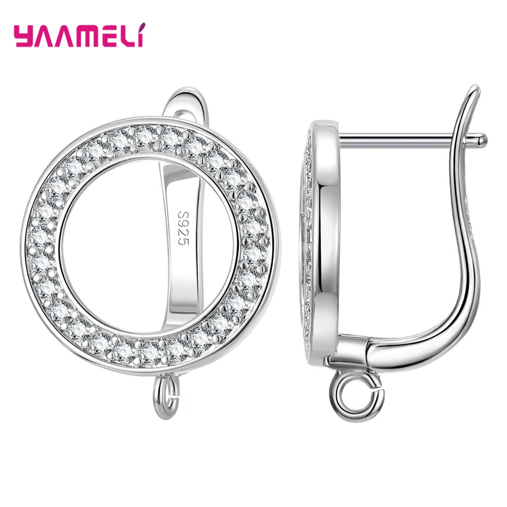 Handmade 925 Sterling Silver Leverback Earrings with Zircon Stone - Genuine Findings and Components for DIY Jewelry