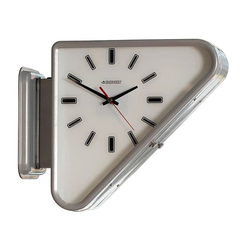 Modern Double Sided Wall Clock Minimalist Silent Triangle Design