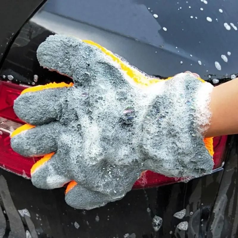 Premium Double-Sided Coral Fleece Car Cleaning Gloves – Scratch-Free 5-Finger Wash Mitts