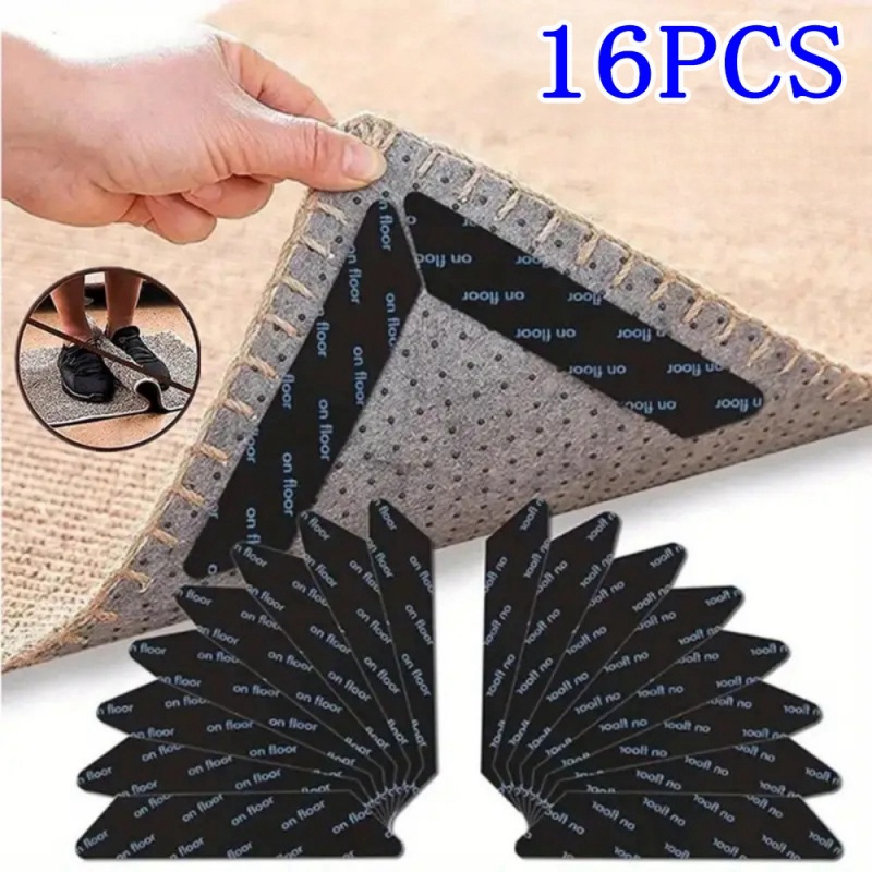 Reusable Carpet Non-slip Stickers, Washable Anti-slip Mat, Anti Curling Rug Pads, Corner Clip Fixed Grippers for Floor