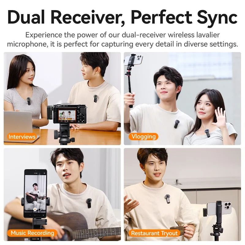 Ulanzi A100 Wireless Lavalier Microphone Kit with Charging Case