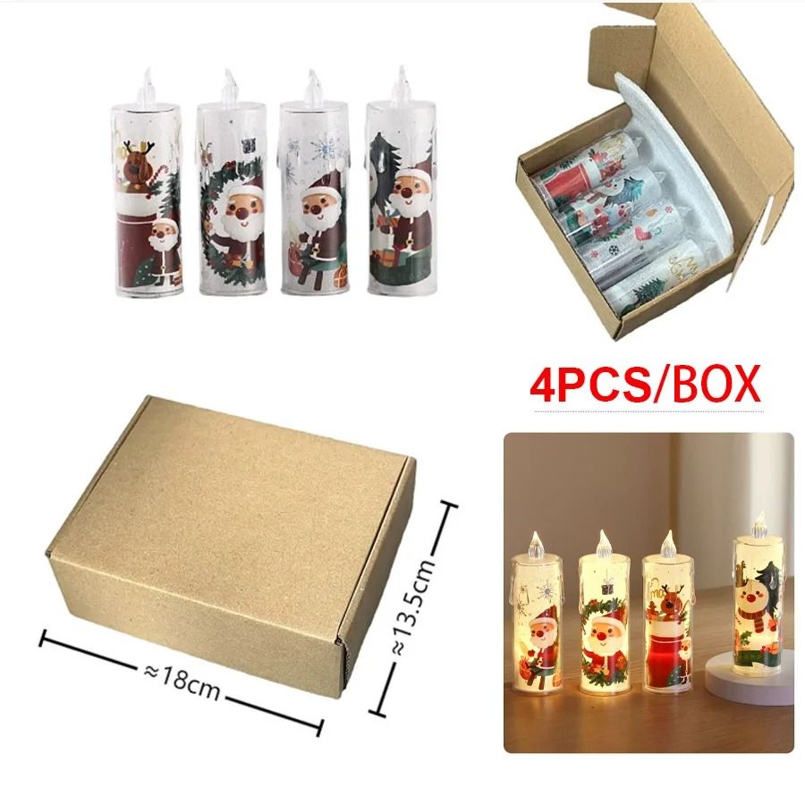 Christmas LED Flameless Candle Set with Santa Projection