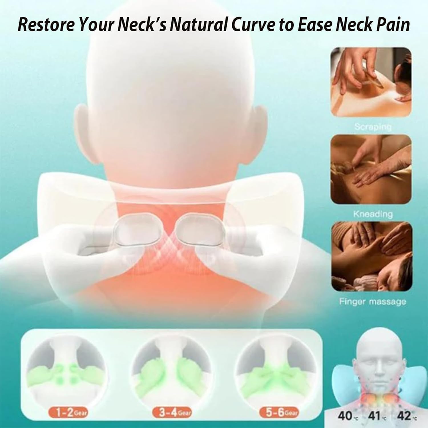 Electric Neck Massager with Airbag Traction and Infrared Heat
