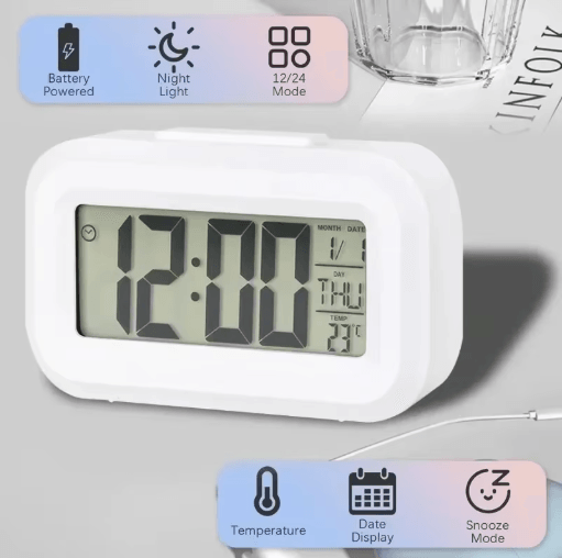 Time Glow LED Digital Alarm Clock Multi Function Backlit Calendar Desk Clock
