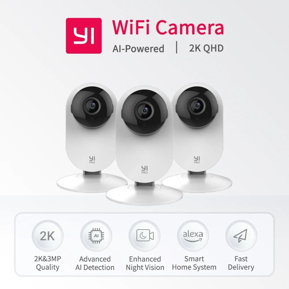 YI Pro 3pc Kit | 2K Smart Home Security Camera System with Night Vision & Baby Monitor