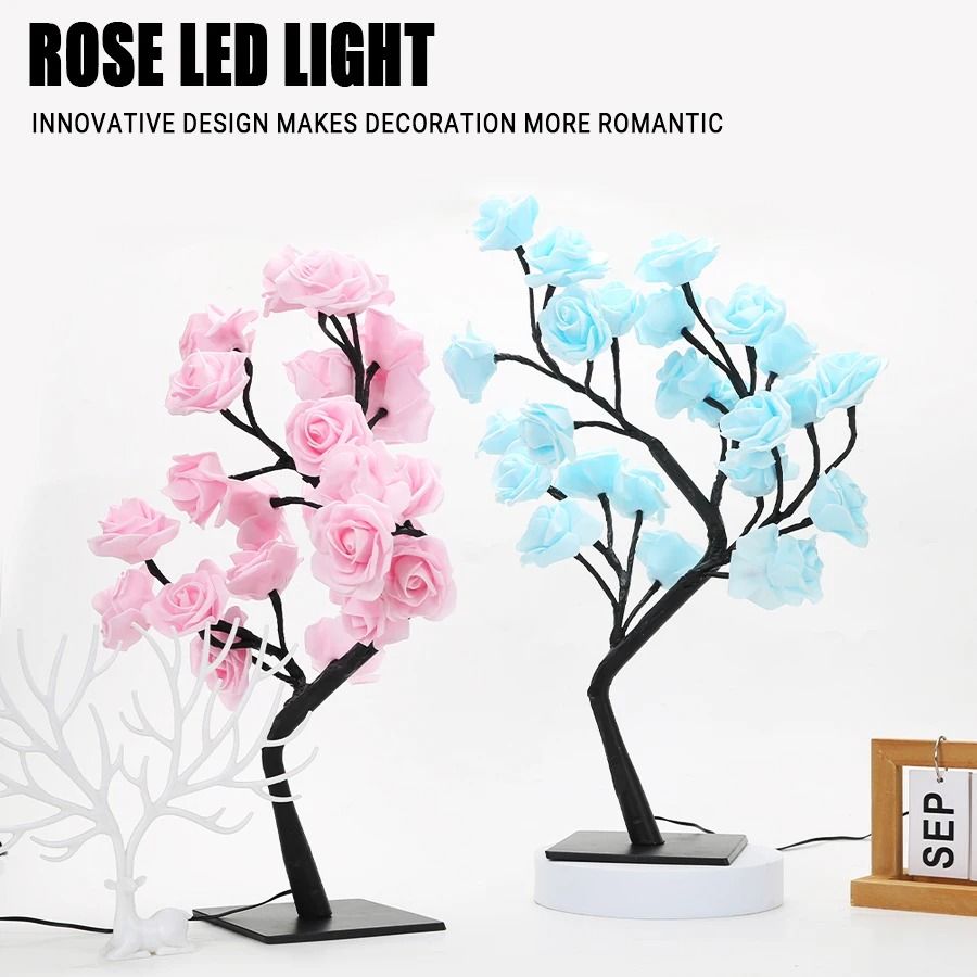 24 LED Rose Tree Lamp USB Fairy Flower Night Light
