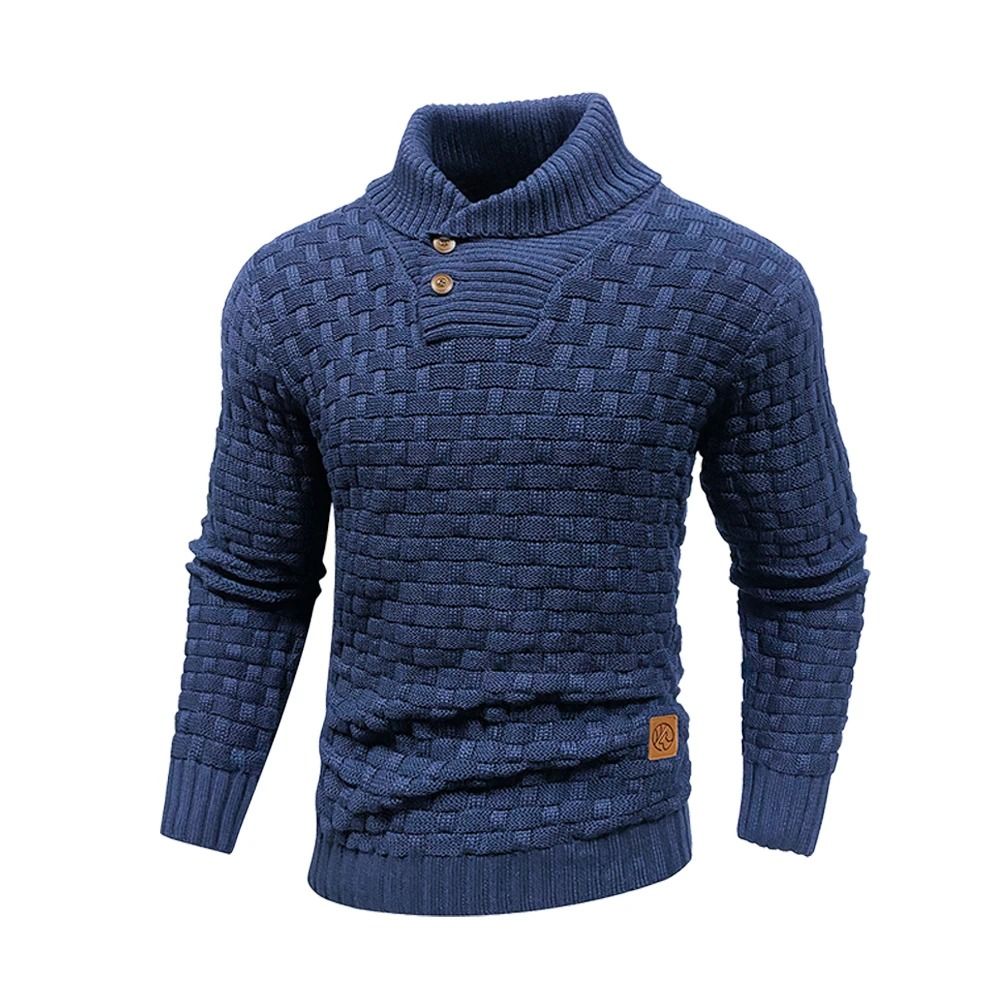 Mens Casual Knit Sweater Crew Neck Warm Ribbed Pullover