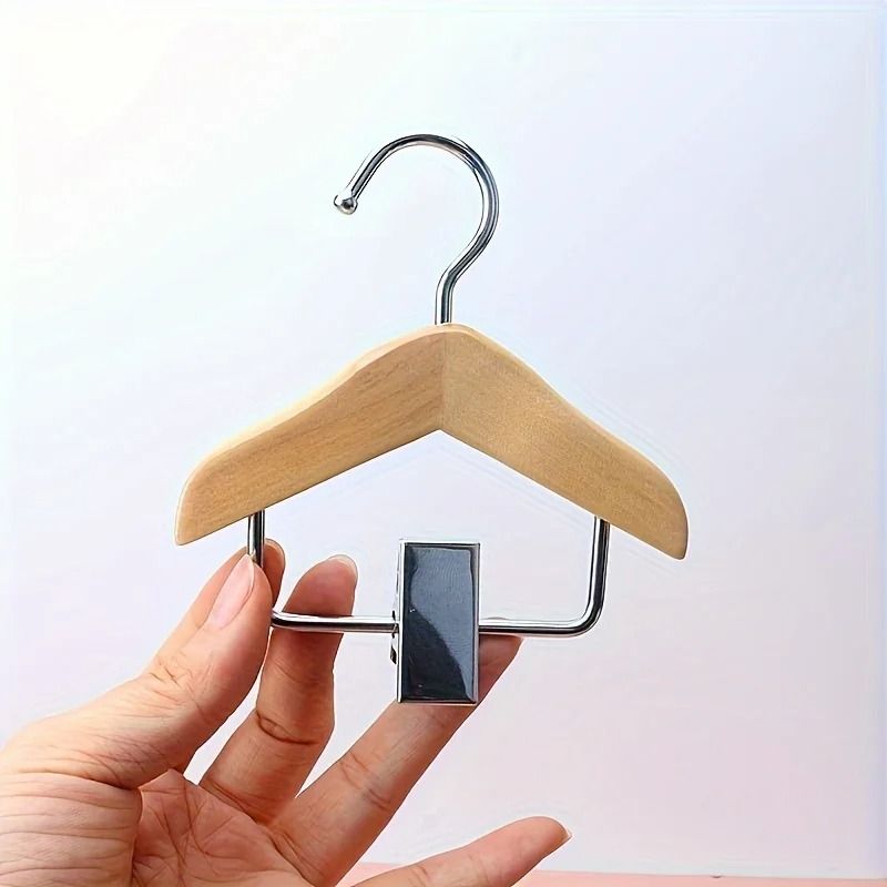 Mini Wooden Clip Hangers Space Saving Organizer for Pet Clothes and Small Accessories