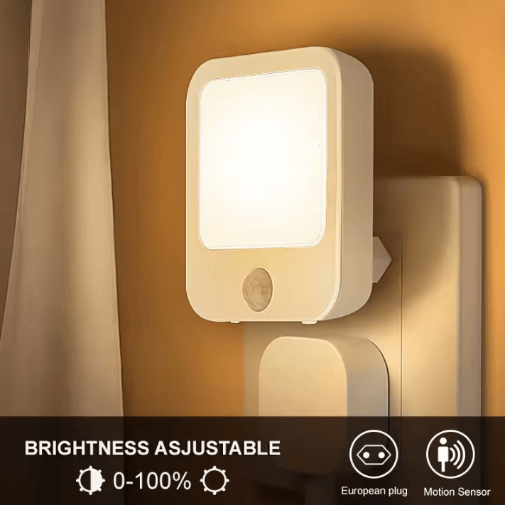 EU Plug Motion Sensor Night Light – Automatic LED Night Lamp for Bedroom
