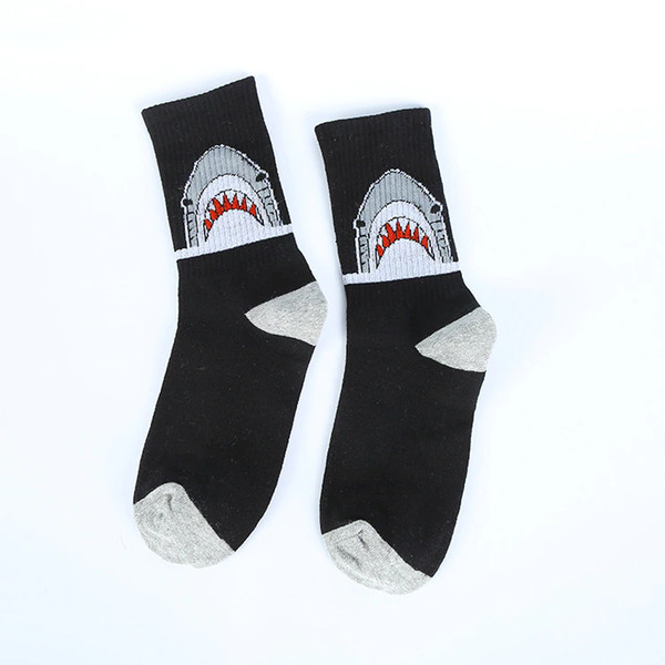 Grey & White Cotton Shark Socks