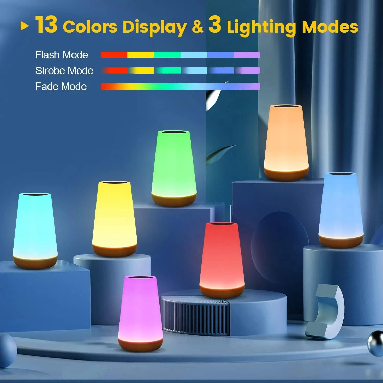 Color Changing Night Lamp RGB Remote Touch Portable Table Lamp
