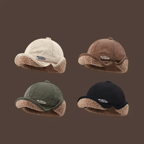 Thick Winter Fleece Beanie Hat with Ear Protection Windproof Outdoor Cap