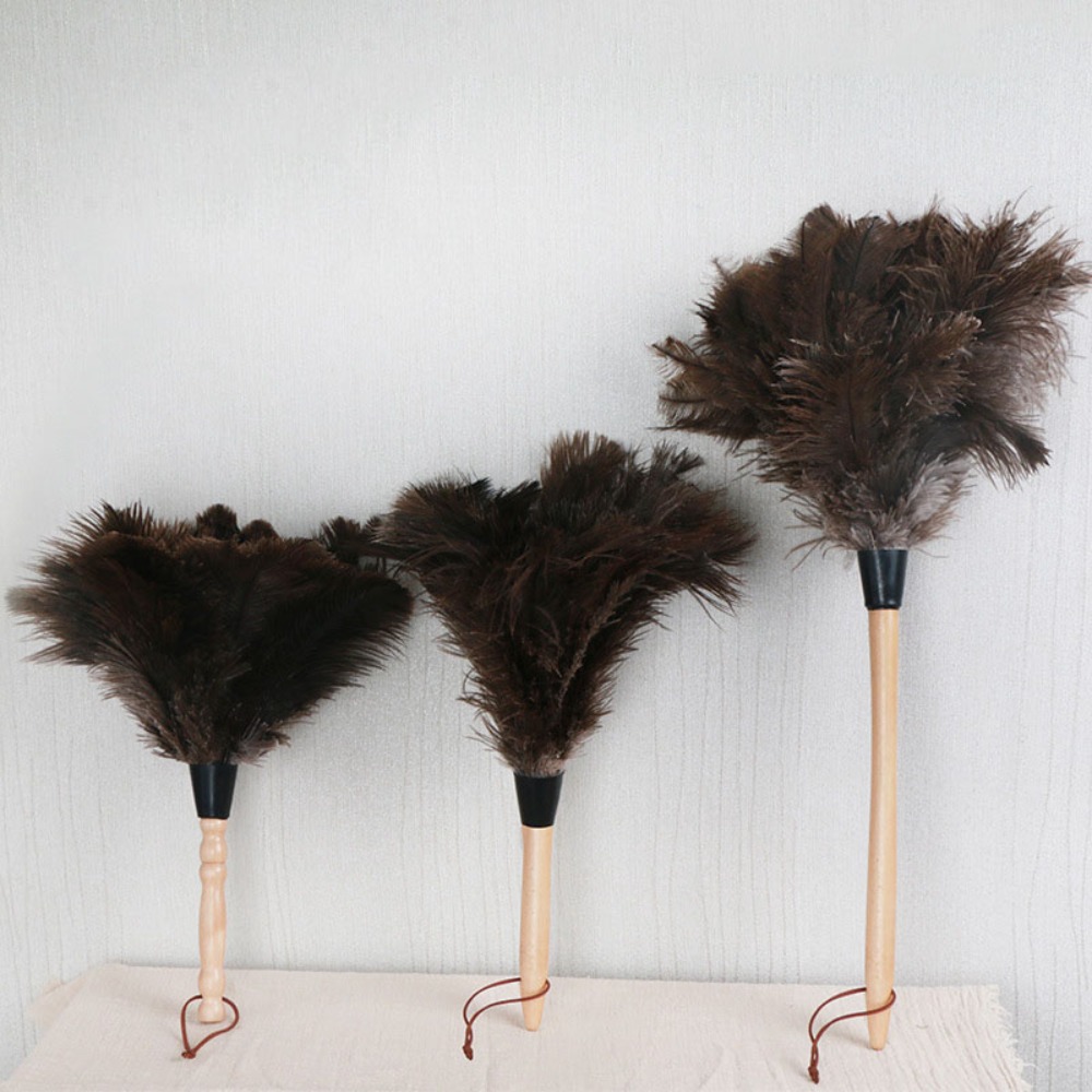 Ostrich Feather Brush Wooden Hand Car Clean Duster Cleaner for Dust Removal Household Use