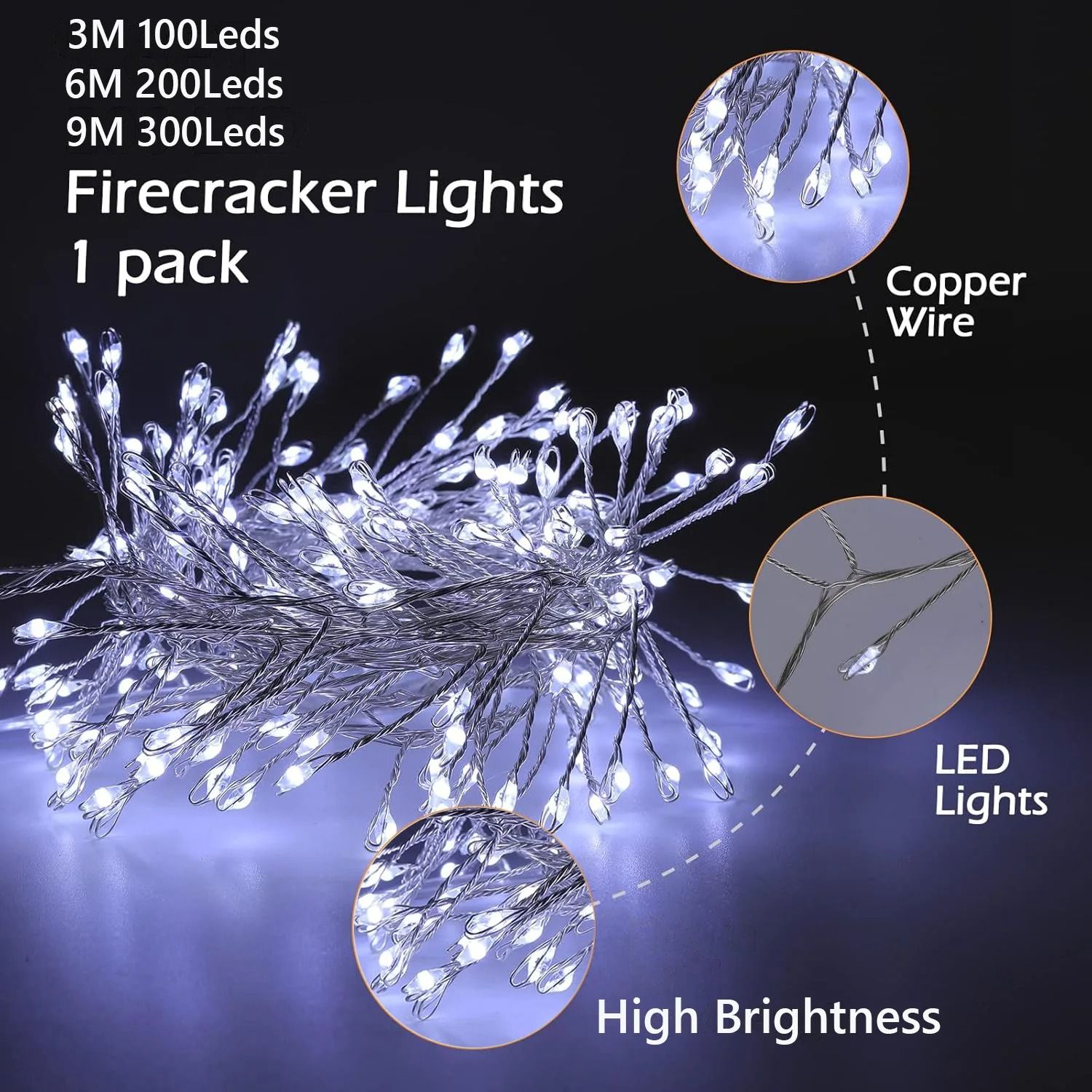 USB LED Firecracker String Lights with Remote Control