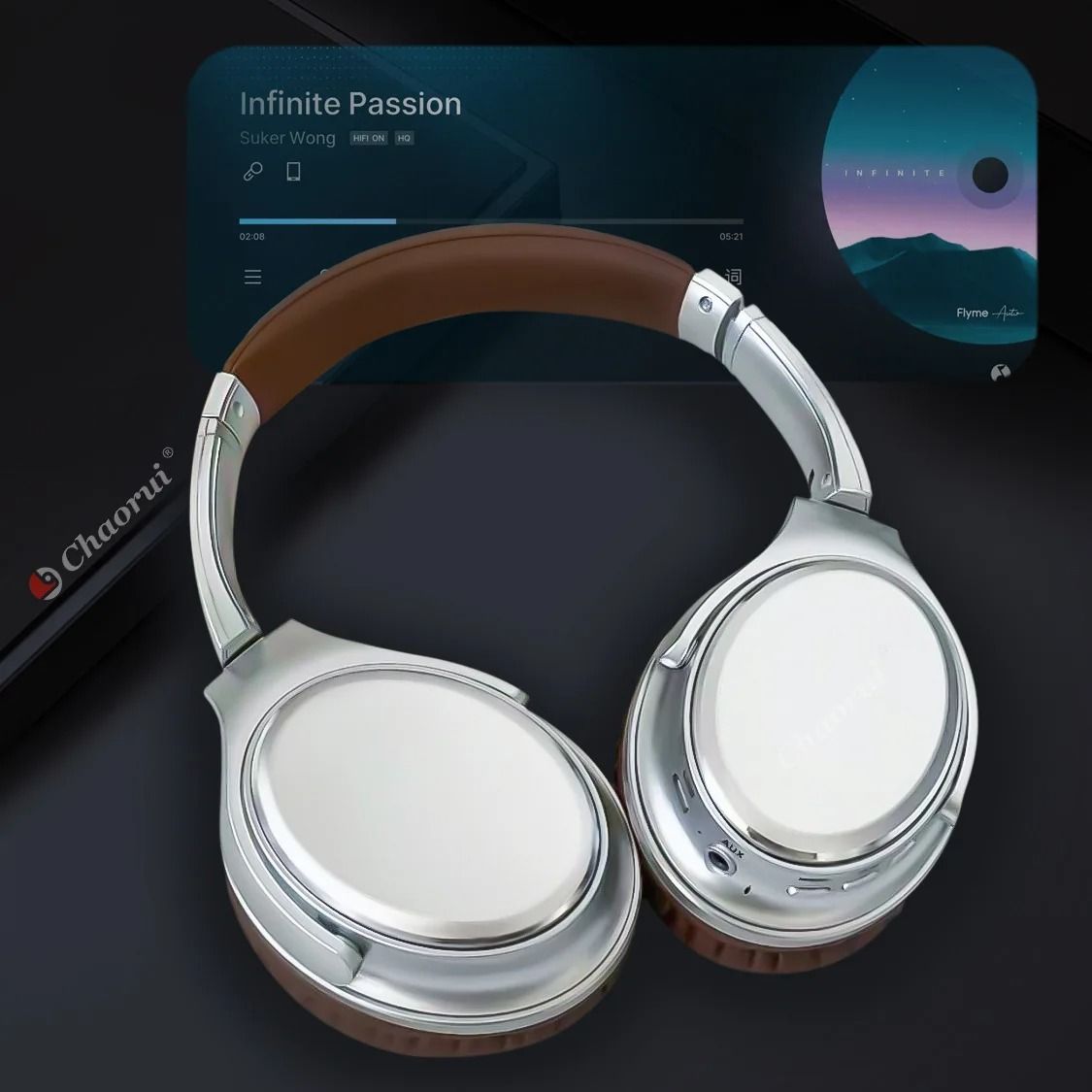 Metal Design Wireless Bluetooth Headphones HiFi Stereo Headset