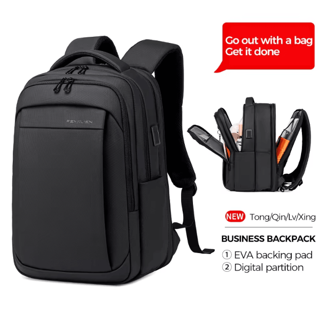 Fenruien Multifunction Waterproof Backpack – USB Charging School & Business Bag Fit 15.6-Inch Laptop