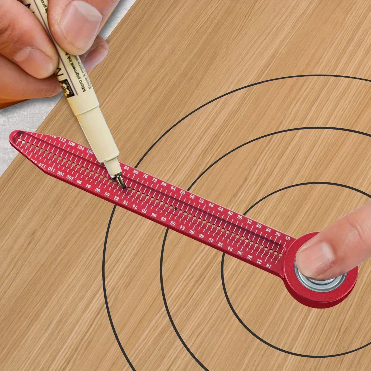 Precision Woodworking Scribe Gauge Compass – Circular Drawing & Hole Marking Ruler Tool for Carpentry Measuring Layout