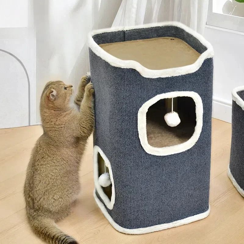 Luxury 3-Tiers Covered Cat Bed and Winter Pet Cave