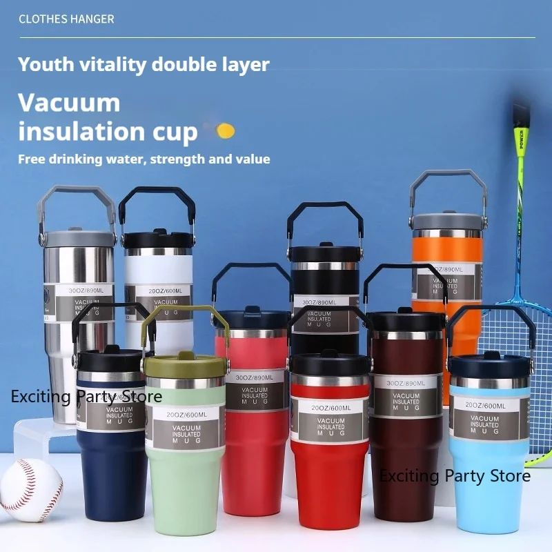 20oz/30oz Stainless Steel Thermal Water Bottle with Straw – Vacuum Insulated Car Coffee Tumbler (Hot & Cold)