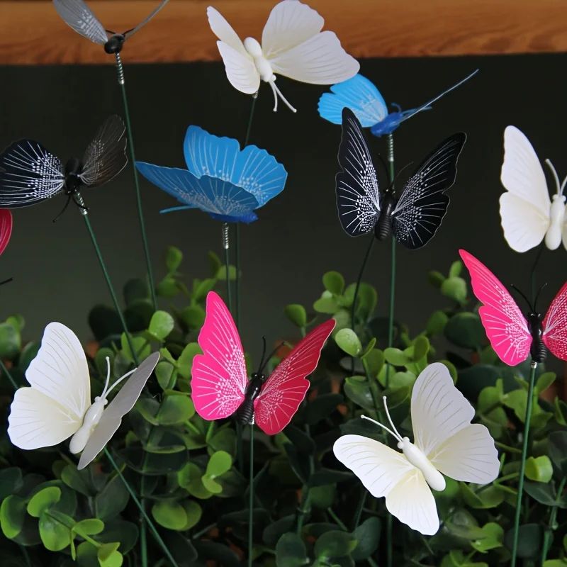 20-Pack Realistic butterfly garden stakes for Pots, Planters & Outdoor Yard Decor