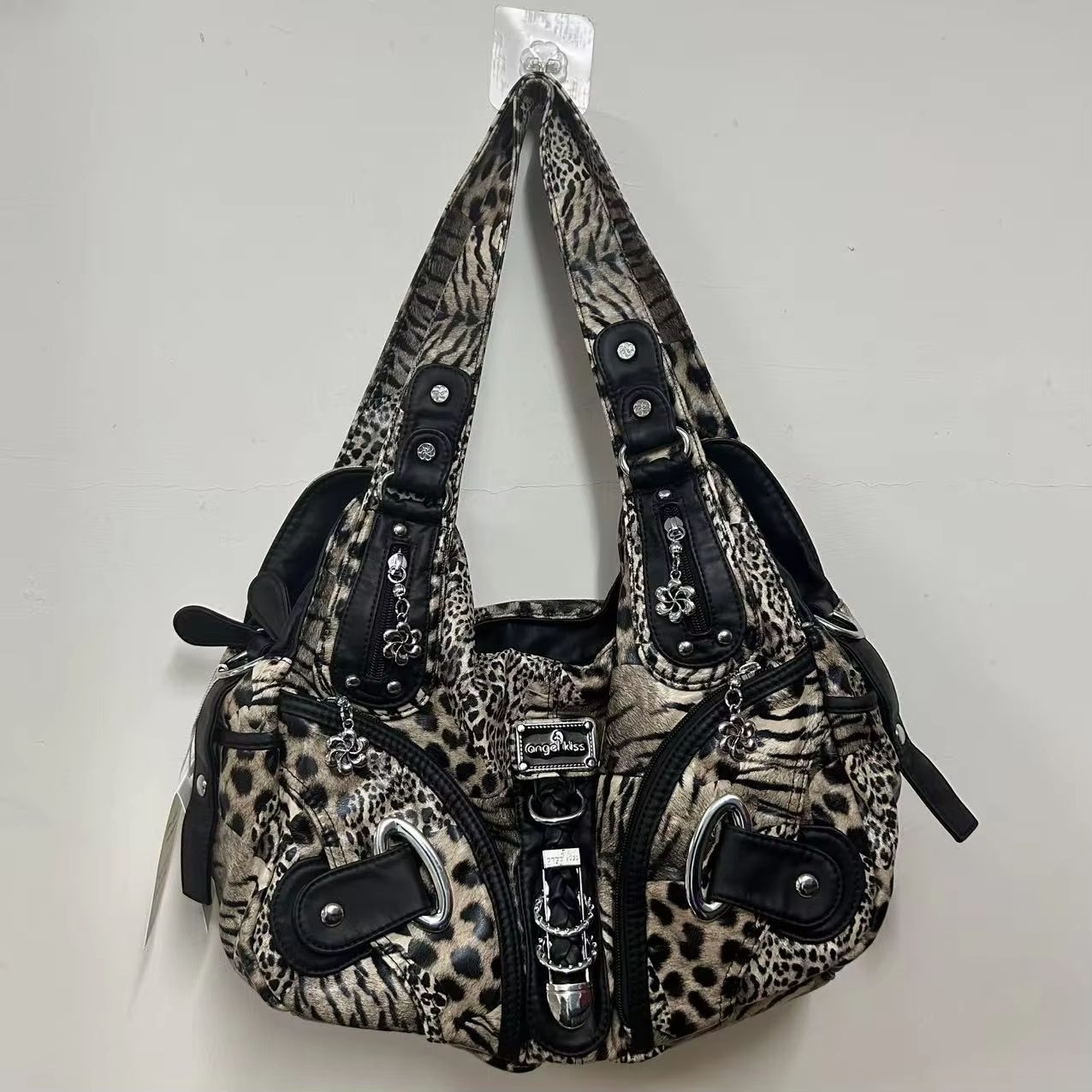 Angelkiss Leopard Print Women's Shoulder Bag Top-Handle Satchel Large Tote Purse