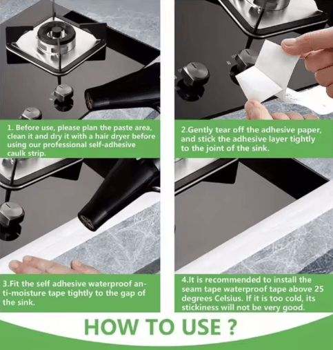 Bathroom Waterproof Sealing Tape – PVC Adhesive Sink & Edge Sealing Strip