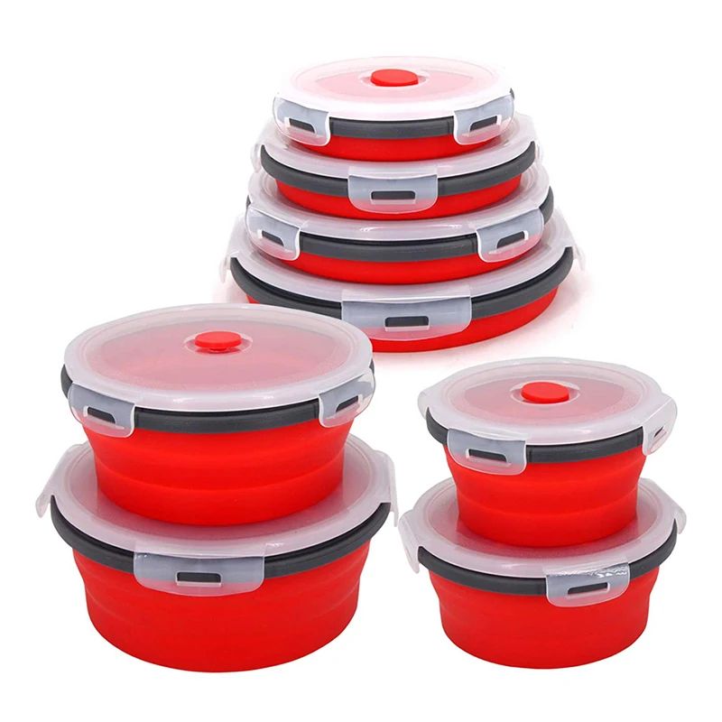 Collapsible Silicone Lunch Box with Lid – Microwave-Safe Folding Food Container for Work & Travel