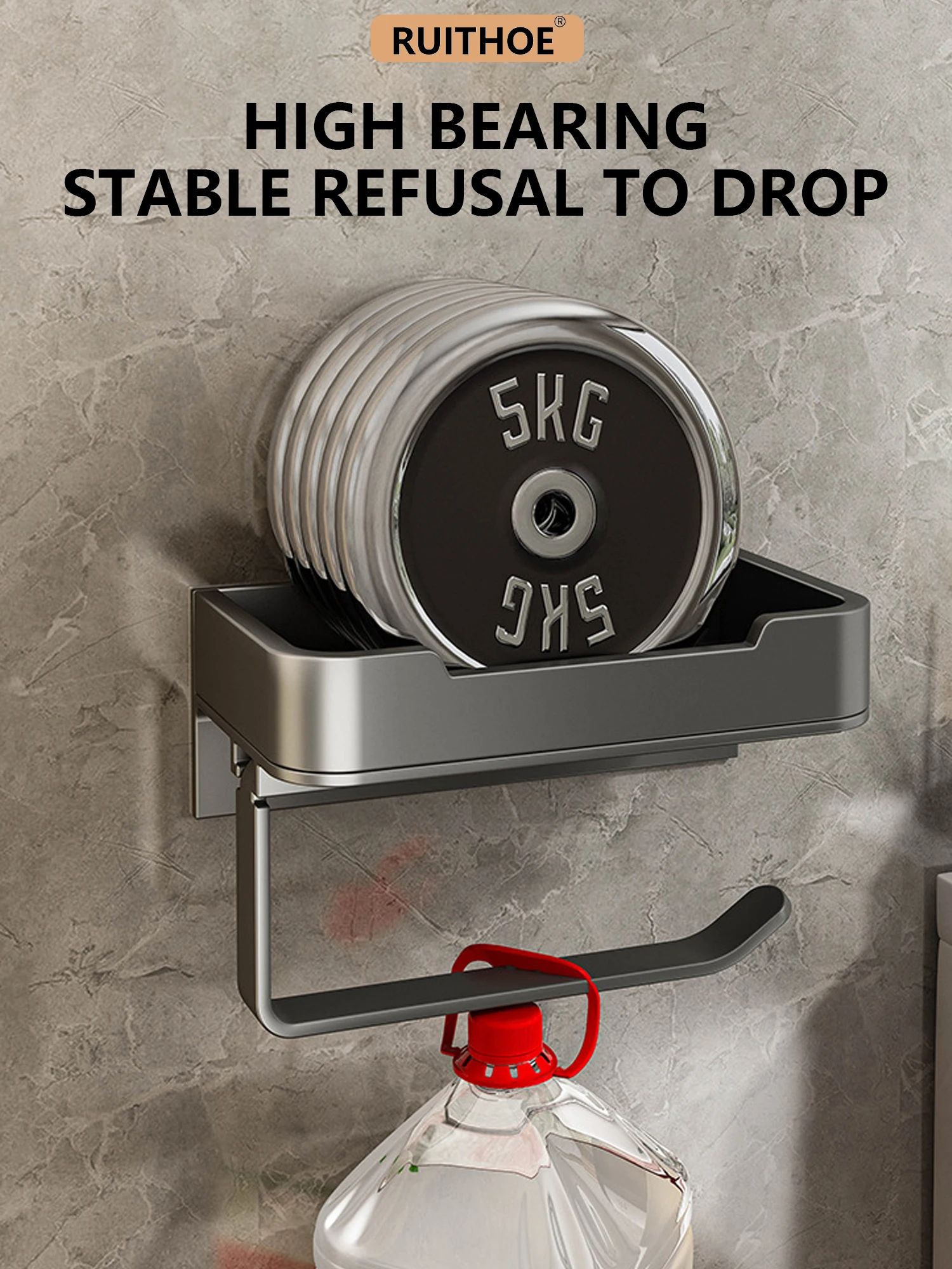 Aluminum Wall Mounted Toilet Paper Holder Shelf