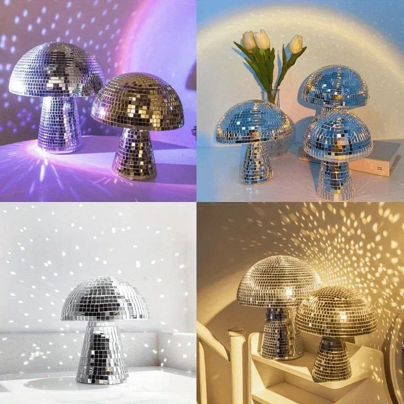 Mushroom Disco Ball Ornament – Mirror Reflective Decor for Bars & Home