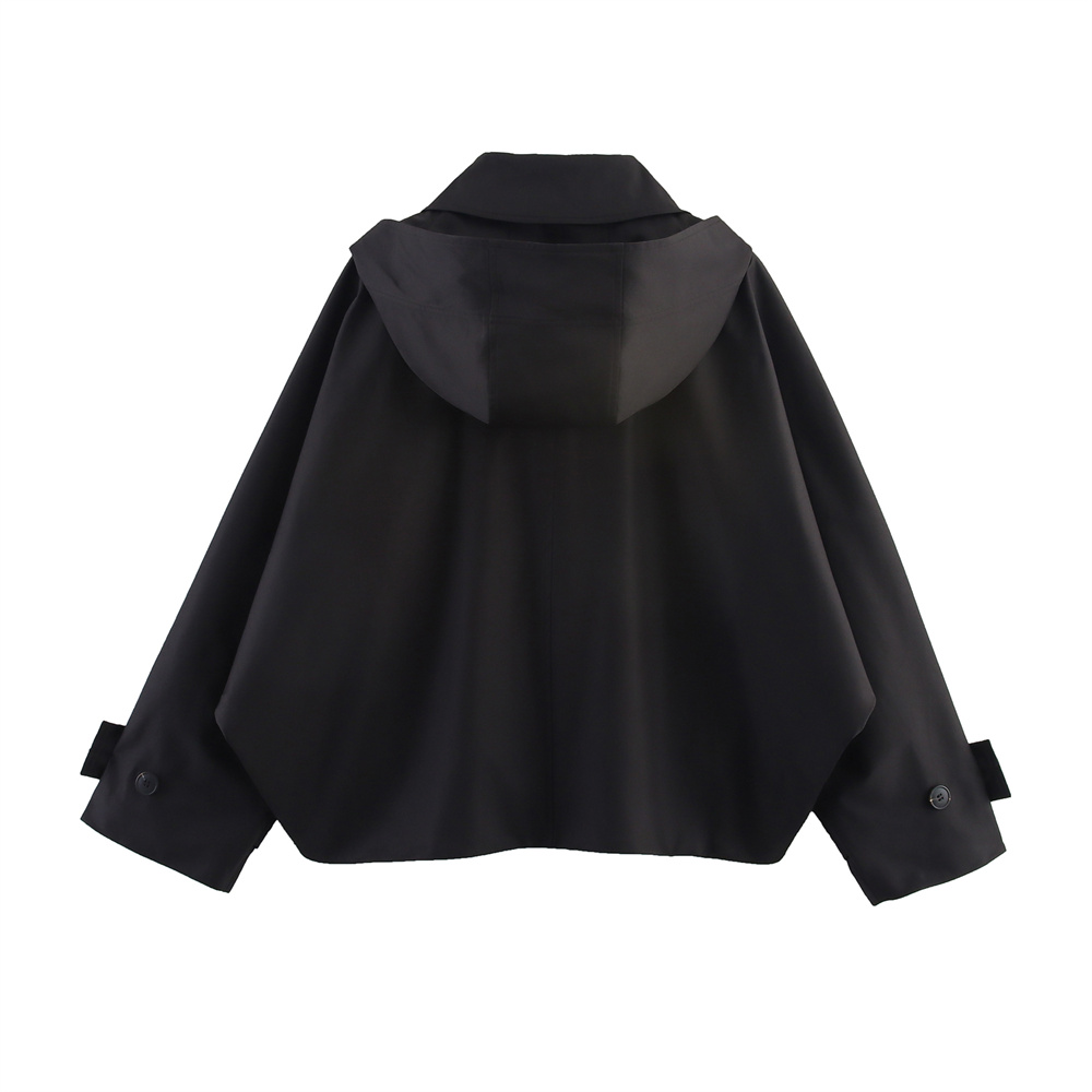 RARF autumn jacket, European American hooded lapel coat, single breasted long sleeve trench, short casual outerwear