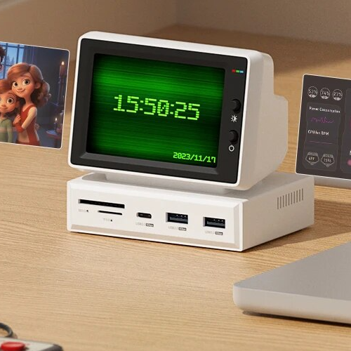 Mini PC Screen Monitor with USB C Hub, CPU, RAM, HDD, Sub Screen for Laptop, MacBook