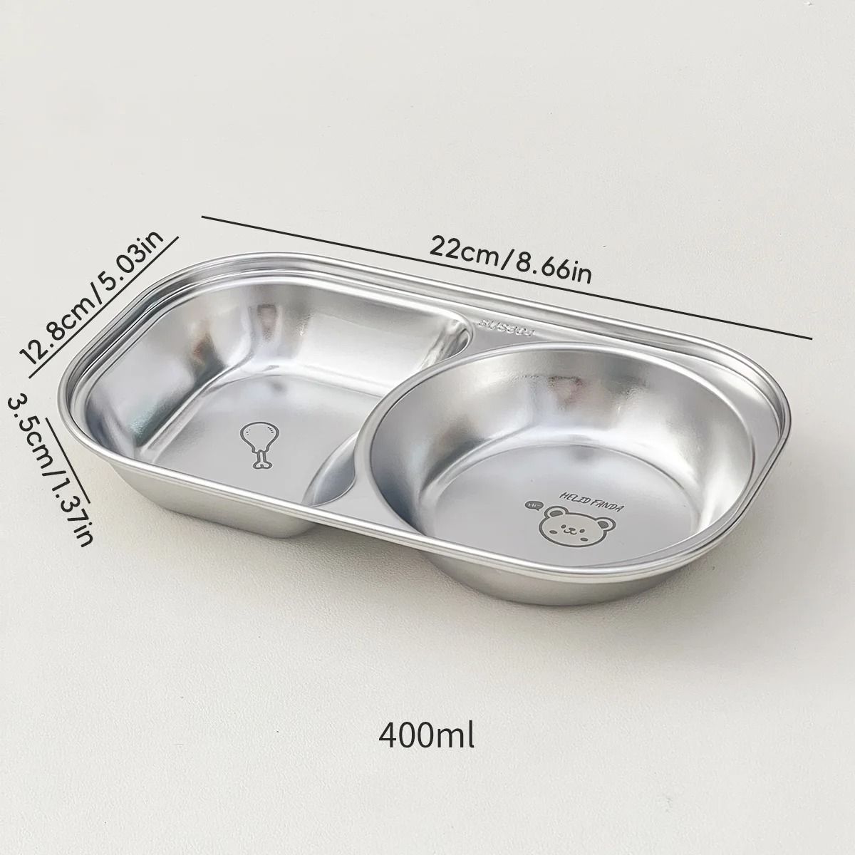 Stainless Steel Divided Salad Plate Stackable Kids Snack Dessert Plate