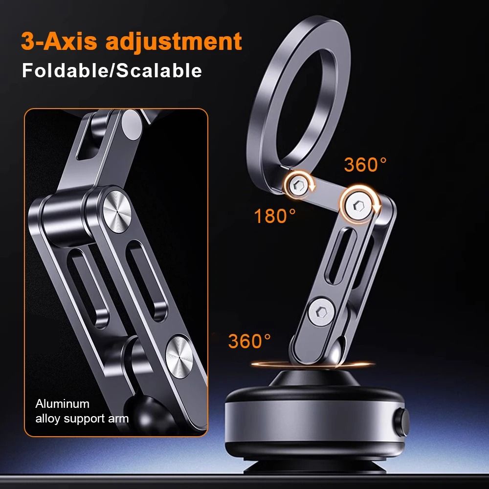 Magnetic Phone Holder Stand with Vacuum Suction Foldable and Rotating