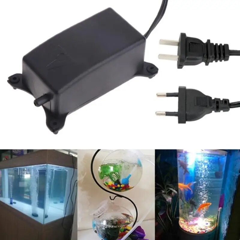 Ultra Quiet Aquarium Air Pump for Fish Tank: Mini Compressor with Oxygen Hose & Stone