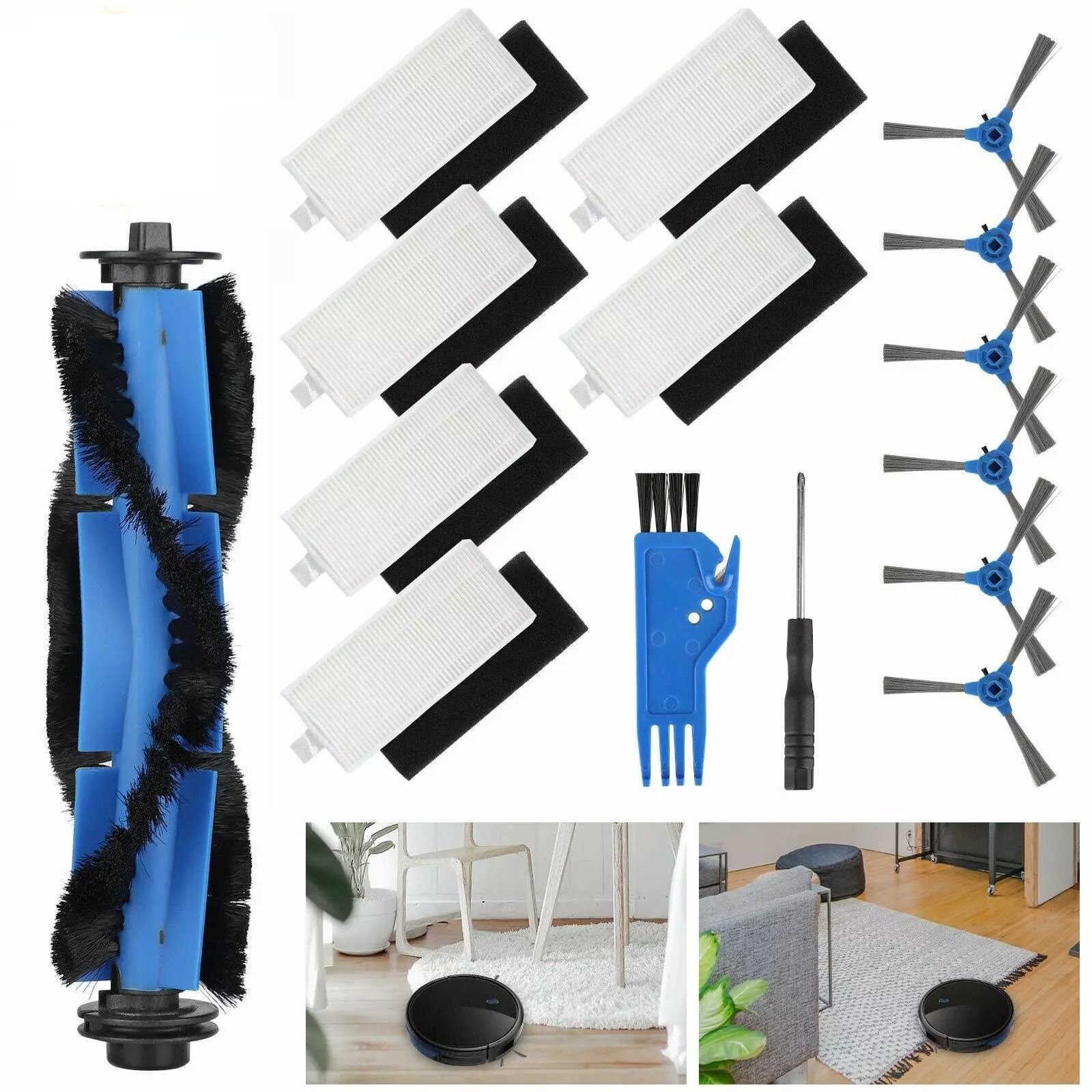 Genuine Replacement Brushes & Filter for Eufy RoboVac 11S, 30C, 25C, 35C, Premium Cleaning Parts Kit