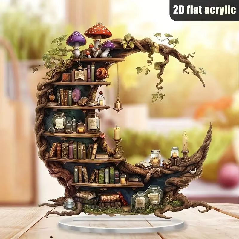 Crescent Acrylic Bookshelf Decorative Desktop Book Display Modern Space Saving Shelf