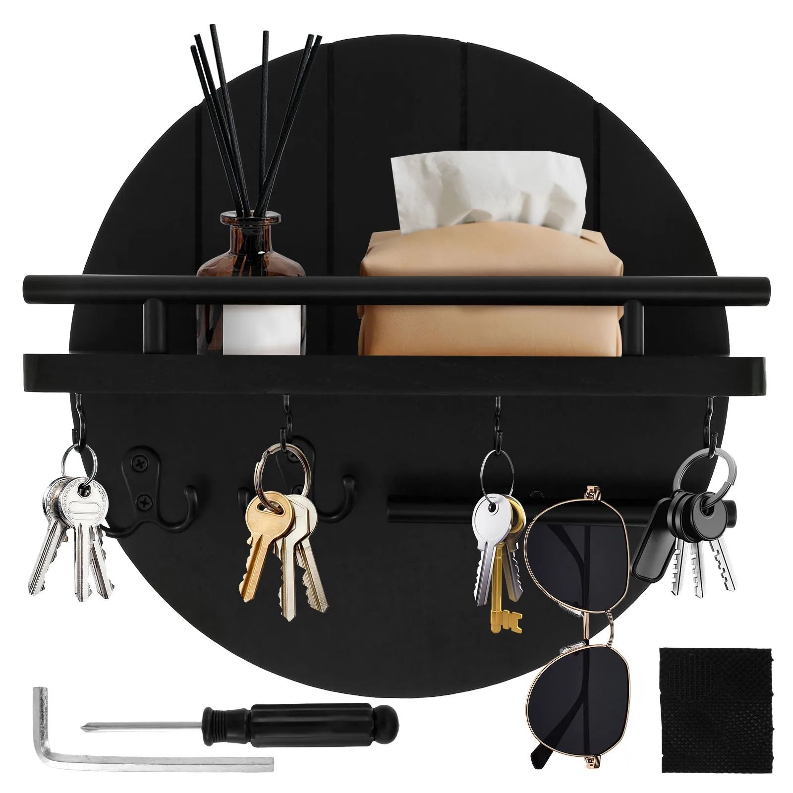 Wood Wall Mounted Key Holder and Mail Organizer
