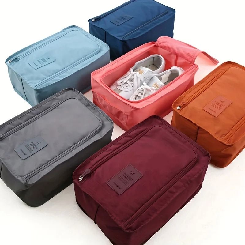 Portable Folding Travel Shoe Bag with Waterproof Nylon Mesh for Beach and Storage Use