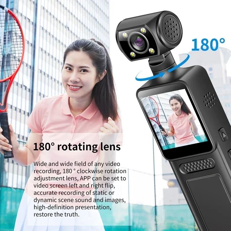 8K HD Pocket Camera 180 Degree Rotating Lens And Night Vision