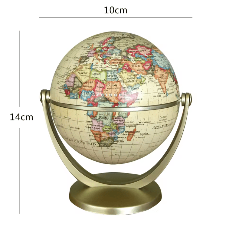 Retro World Globe Desk Decor – Educational Rotating World Map Globe for Kids & Home