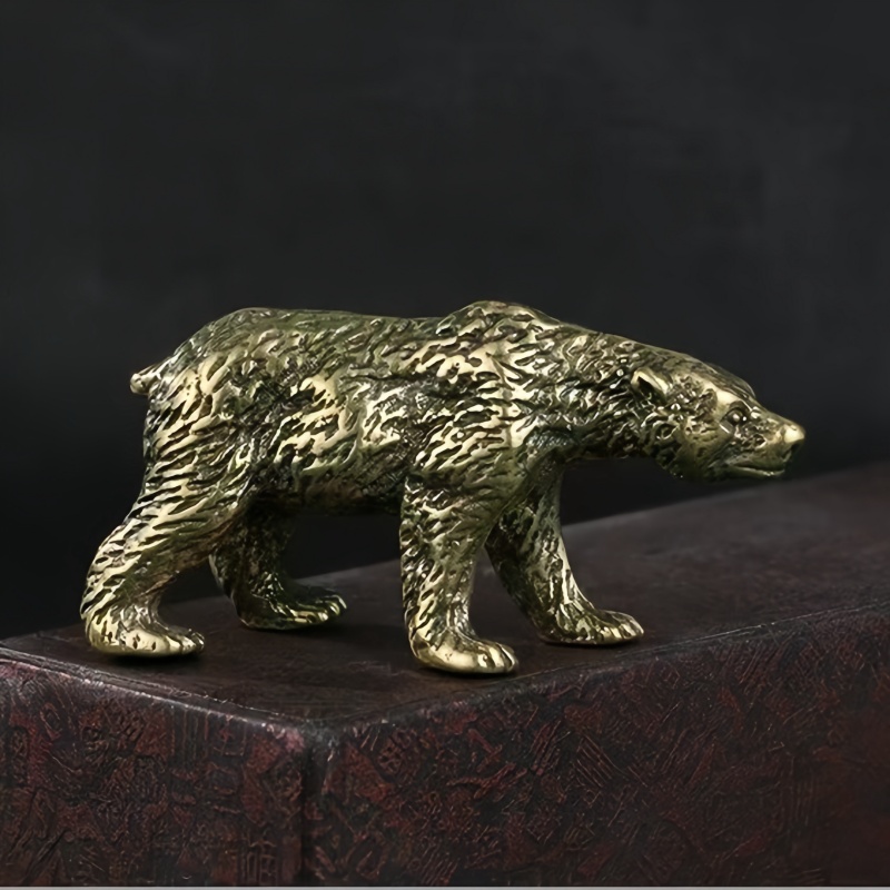Vintage Copper Polar Bear Figurine Mini Desk Decor Collectible Animal Ornament