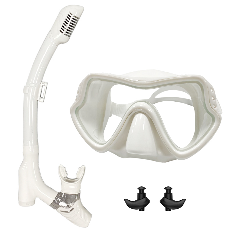 Professional Snorkel Mask Set with Dry Top Tube and Anti Fog Tempered Glass
