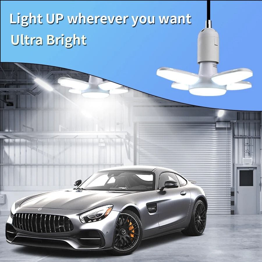 E27 Fan Shape LED Lamp Foldable 28W Light Bulb