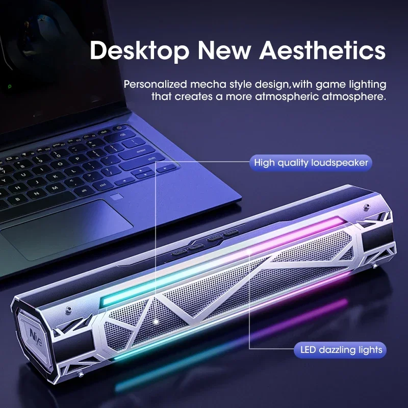 Niye Bluetooth Computer Speaker with RGB Lighting, Surround Sound Subwoofer – Wired & USB Powered Audio System