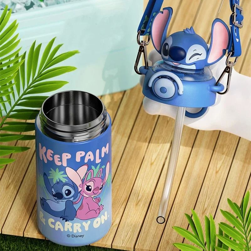 Disney Stitch 600ml Cartoon Thermos Cup – Large Capacity Stainless Steel Insulated Water Bottle