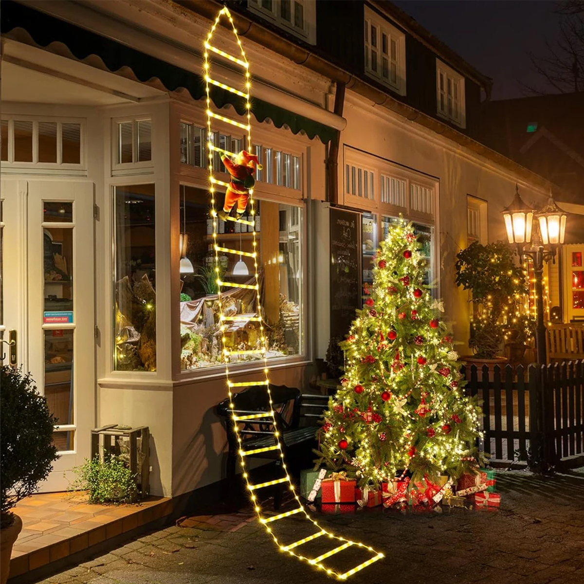 Santa Claus Climbing Ladder, Christmas Decoration Outdoor Gift Tree, Ornement Garden Decor