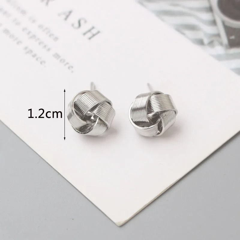 Tiny Metal Twist Round Stud Earrings