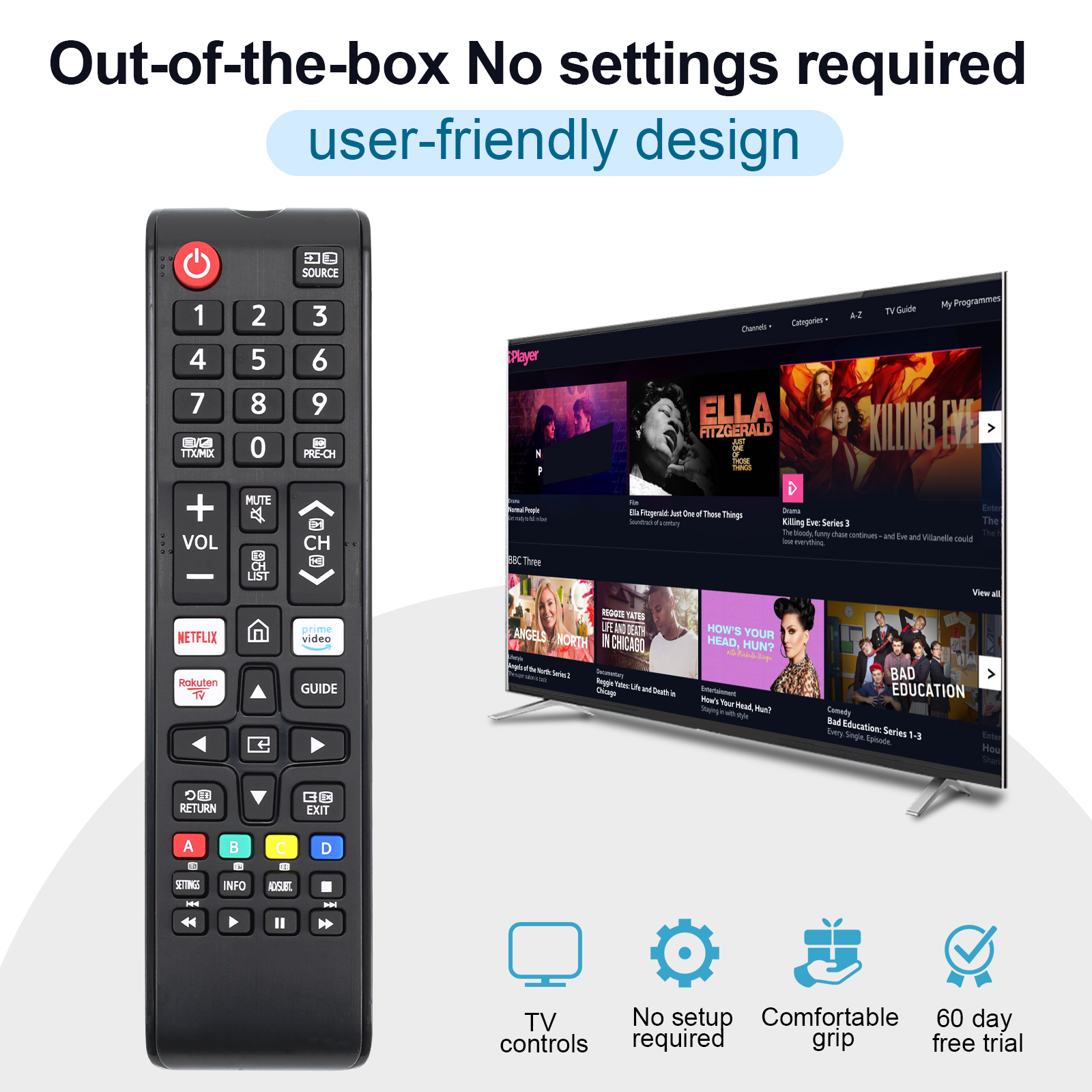 Universal Remote Control for Samsung Smart TV Replacement with Netflix Prime Hulu Buttons